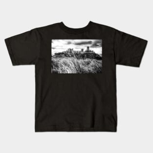 Bamburgh Castle, Northumberland, UK Black And White Kids T-Shirt